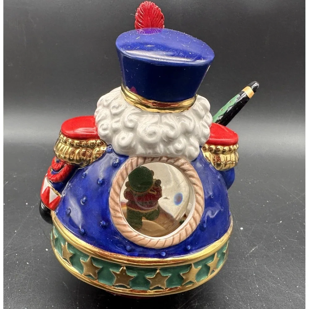 2001 CHRISTOPHER RADKO ROLY POLY NUTCRACKER & TEDDYBEAR SNOWGLOBE 01-6119-1 4.5